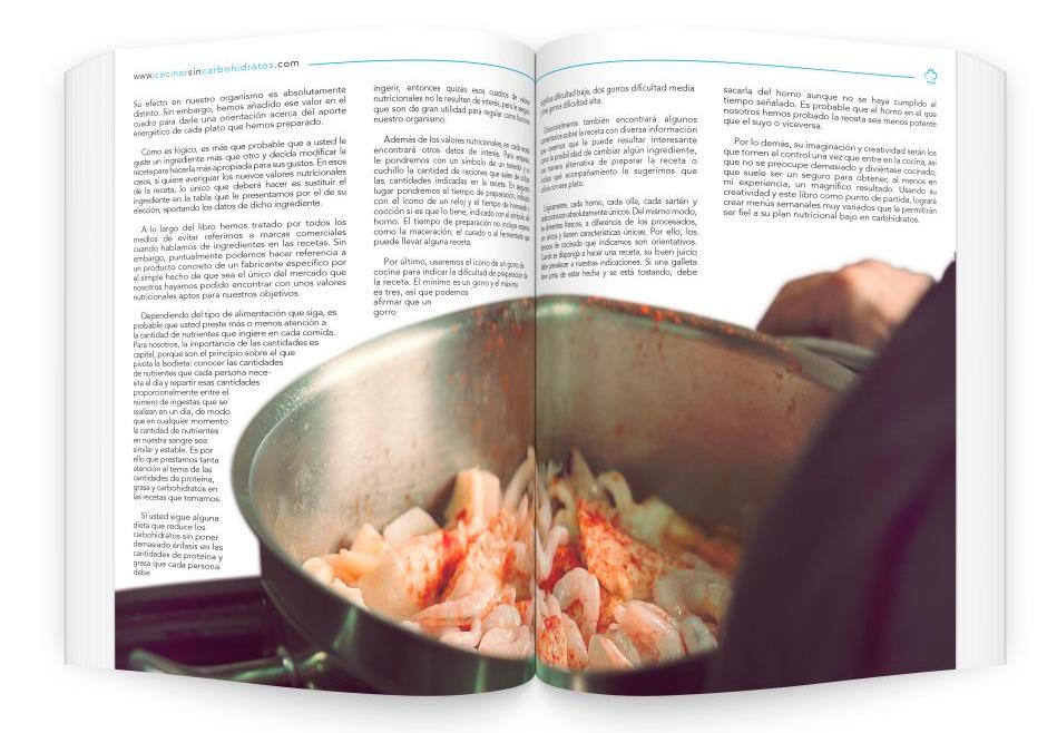 Detalle de los capítulos de texto del libro Cocinar sin Carbhidratos